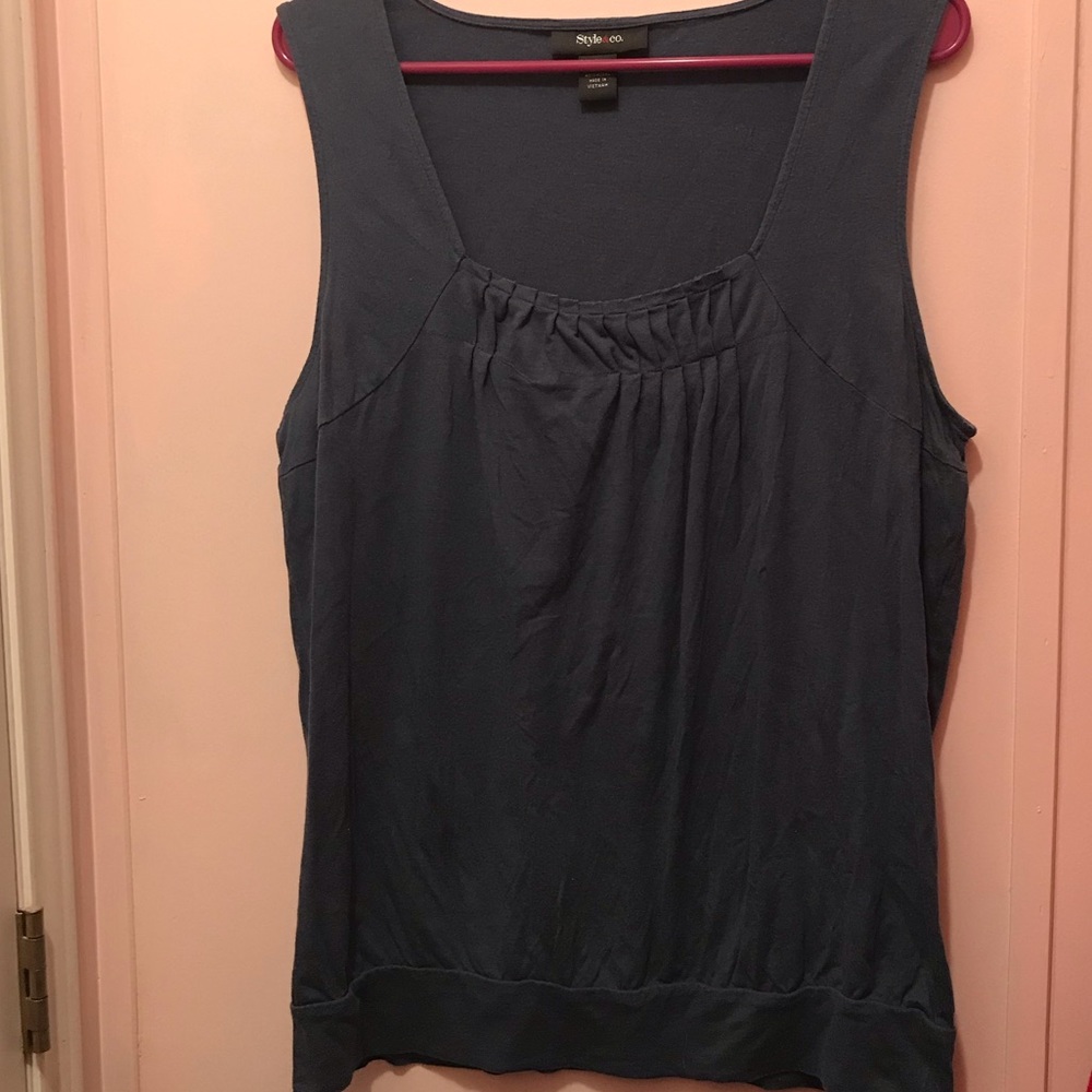 Style & Co Navy Ribbed Tank Top - Picture 2 of 6